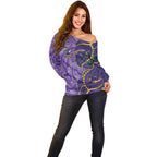 Melbourne Storm Off Shoulder Sweater Polynesian Tribal Tattoo Pacific Sport Art