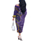 Melbourne Storm Off The Shoulder Long Sleeve Dress Polynesian Tribal Tattoo Pacific Sport Art