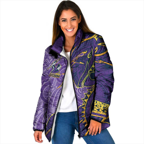 Melbourne Storm Padded Jacket Polynesian Tribal Tattoo Pacific Sport Art