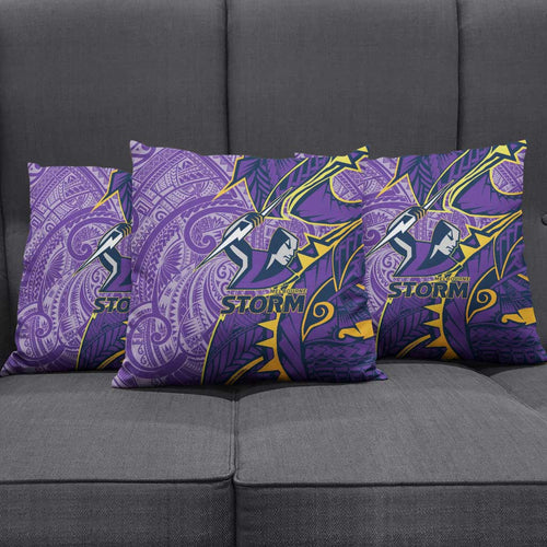 Melbourne Storm Pillow Cover Polynesian Tribal Tattoo Pacific Sport Art