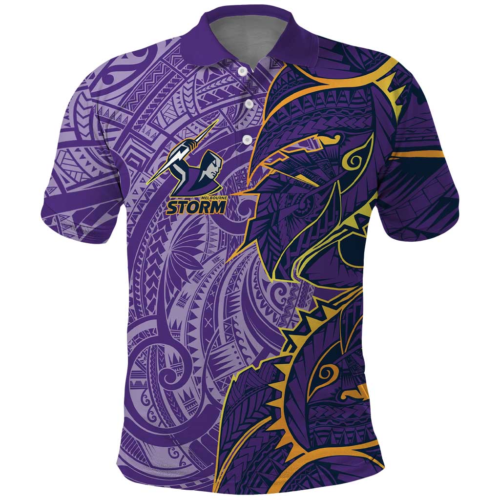 Melbourne Storm Polo Shirt Polynesian Tribal Tattoo Pacific Sport Art