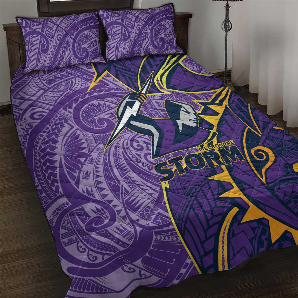 Melbourne Storm Quilt Bed Set Polynesian Tribal Tattoo Pacific Sport Art