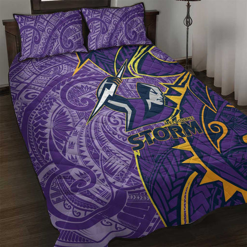 Melbourne Storm Quilt Bed Set Polynesian Tribal Tattoo Pacific Sport Art