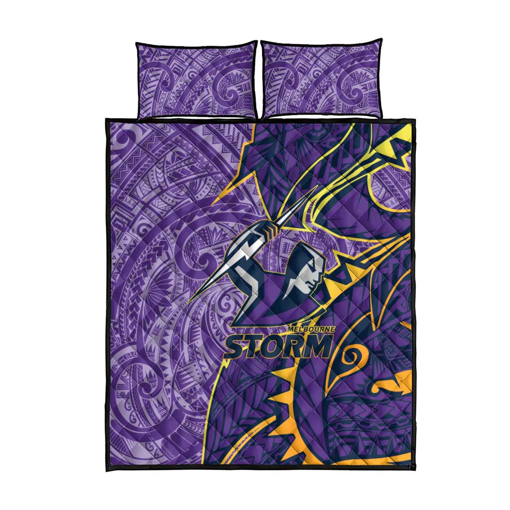 Melbourne Storm Quilt Bed Set Polynesian Tribal Tattoo Pacific Sport Art