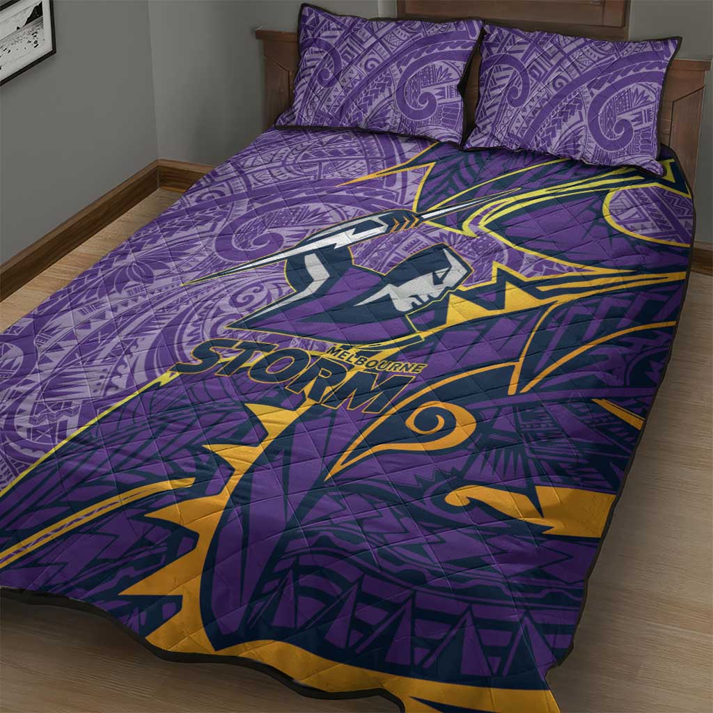 Melbourne Storm Quilt Bed Set Polynesian Tribal Tattoo Pacific Sport Art