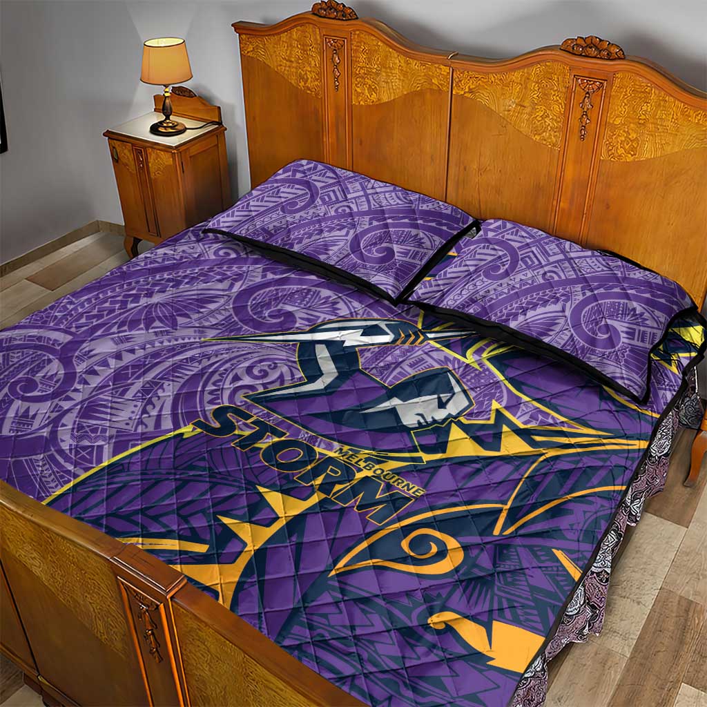 Melbourne Storm Quilt Bed Set Polynesian Tribal Tattoo Pacific Sport Art