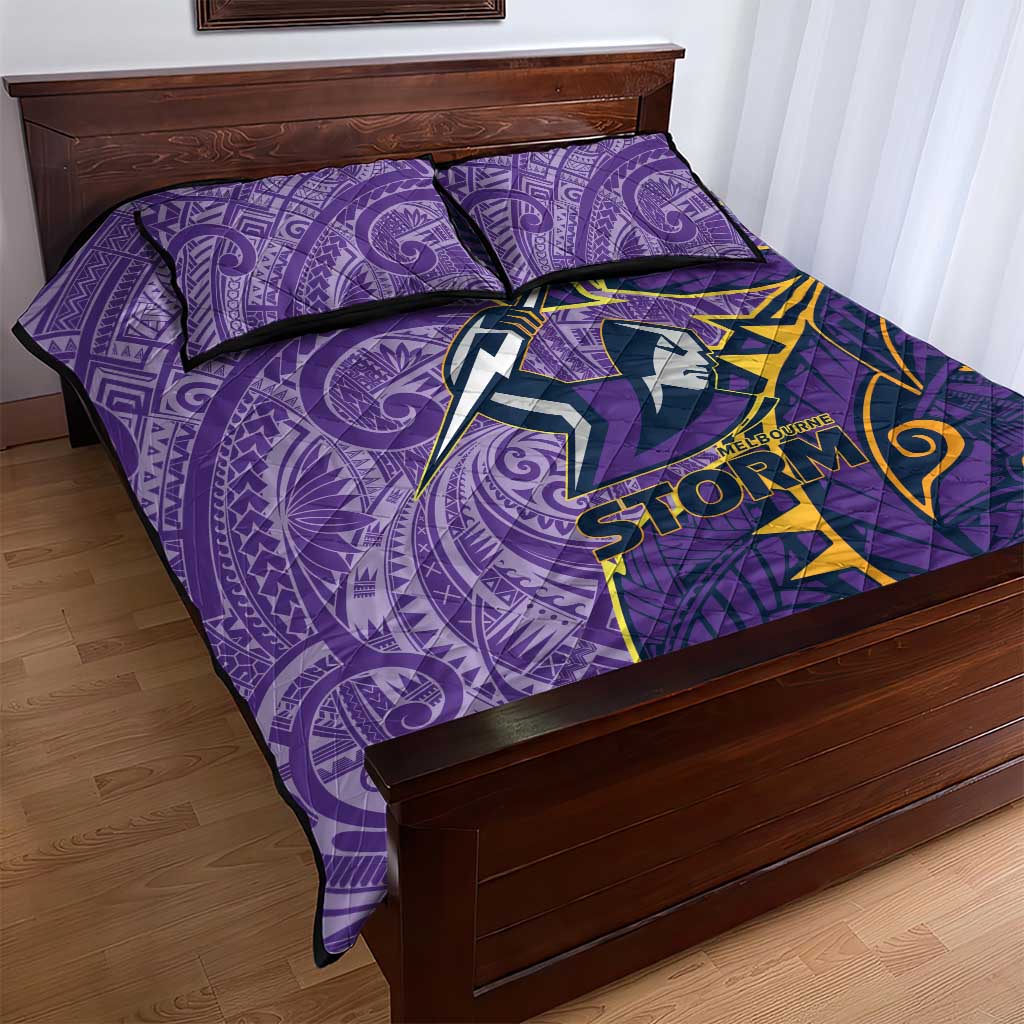 Melbourne Storm Quilt Bed Set Polynesian Tribal Tattoo Pacific Sport Art