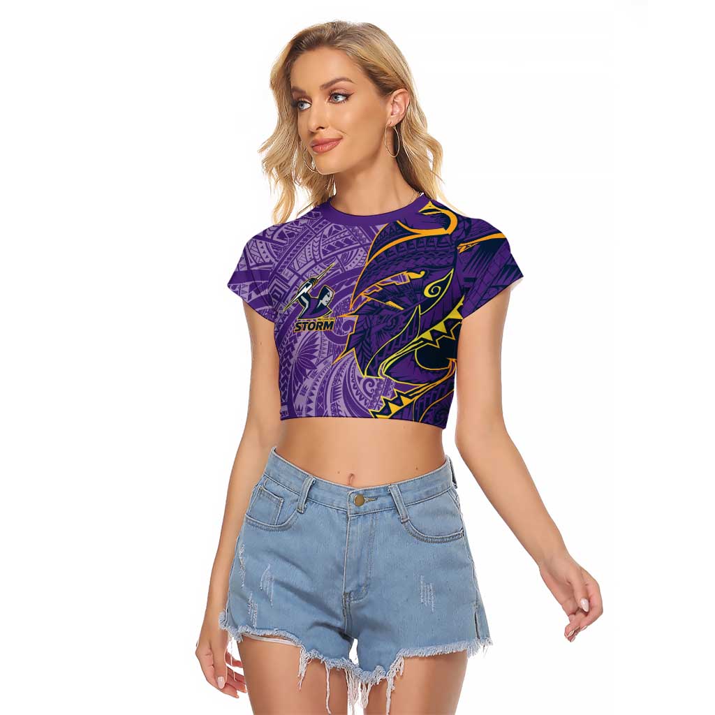 Melbourne Storm Raglan Cropped T Shirt Polynesian Tribal Tattoo Pacific Sport Art