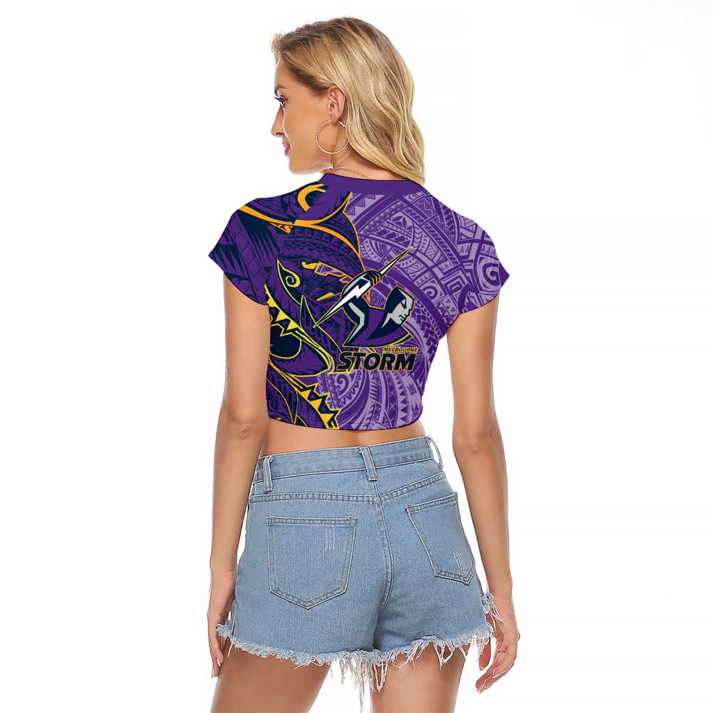 Melbourne Storm Raglan Cropped T Shirt Polynesian Tribal Tattoo Pacific Sport Art