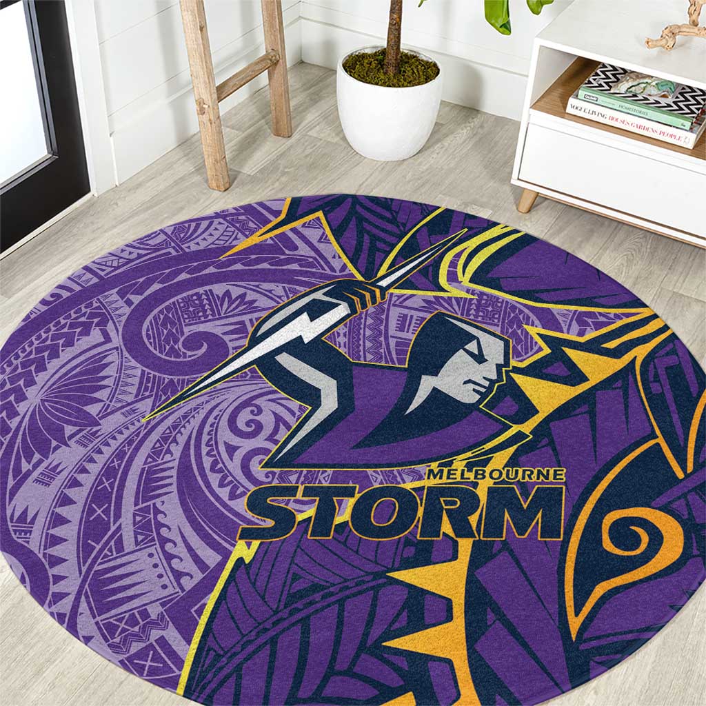 Melbourne Storm Round Carpet Polynesian Tribal Tattoo Pacific Sport Art
