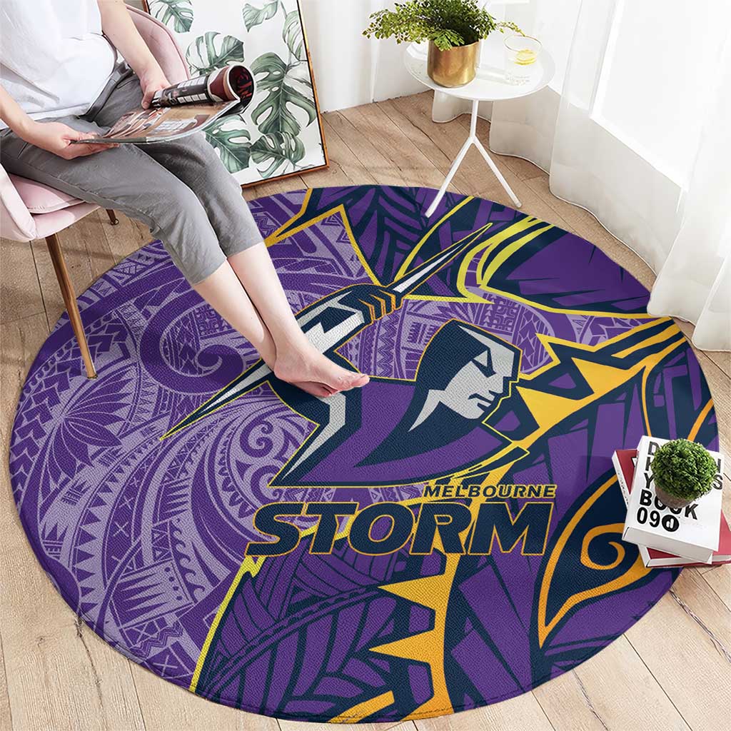 Melbourne Storm Round Carpet Polynesian Tribal Tattoo Pacific Sport Art