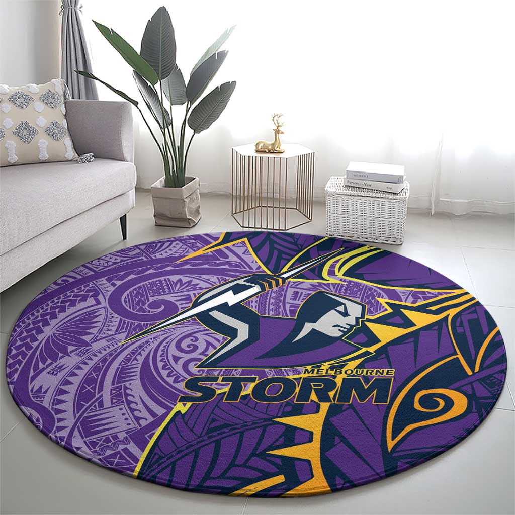 Melbourne Storm Round Carpet Polynesian Tribal Tattoo Pacific Sport Art