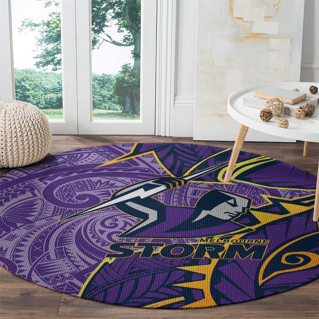 Melbourne Storm Round Carpet Polynesian Tribal Tattoo Pacific Sport Art