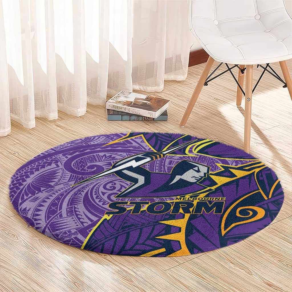 Melbourne Storm Round Carpet Polynesian Tribal Tattoo Pacific Sport Art