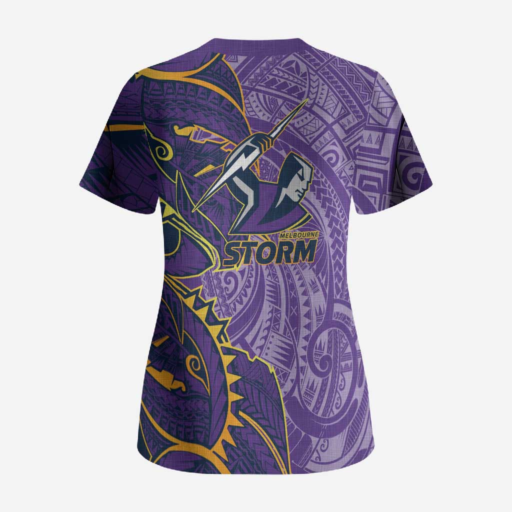 Melbourne Storm Scrub Top Polynesian Tribal Tattoo Pacific Sport Art