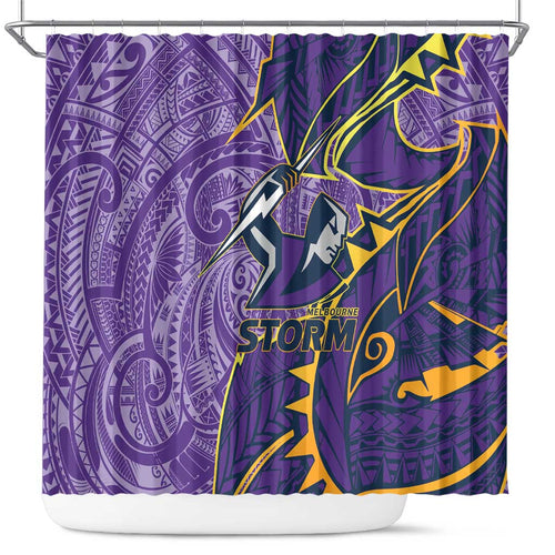 Melbourne Storm Shower Curtain Polynesian Tribal Tattoo Pacific Sport Art