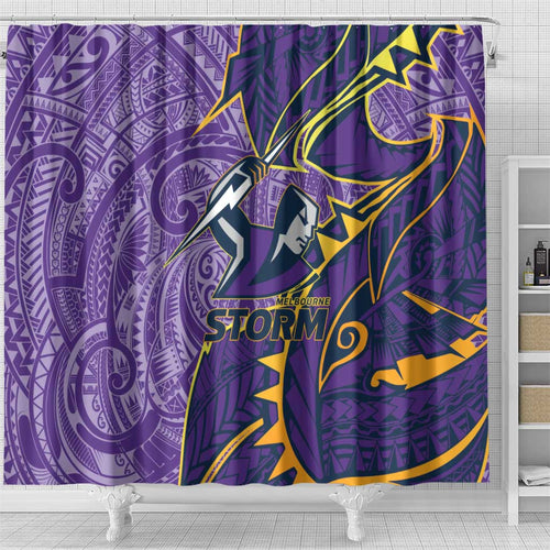 Melbourne Storm Shower Curtain Polynesian Tribal Tattoo Pacific Sport Art