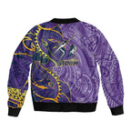 Melbourne Storm Sleeve Zip Bomber Jacket Polynesian Tribal Tattoo Pacific Sport Art