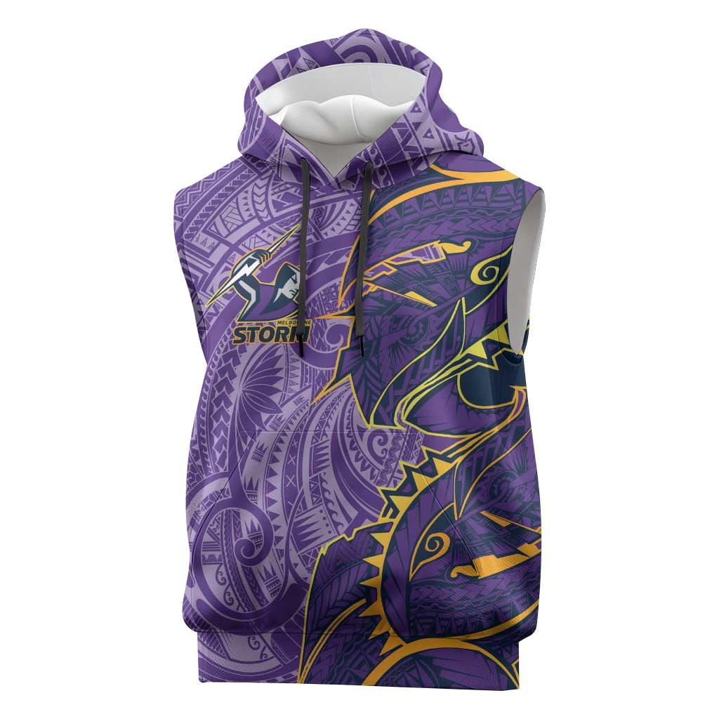 Melbourne Storm Sleeveless Hoodie Polynesian Tribal Tattoo Pacific Sport Art