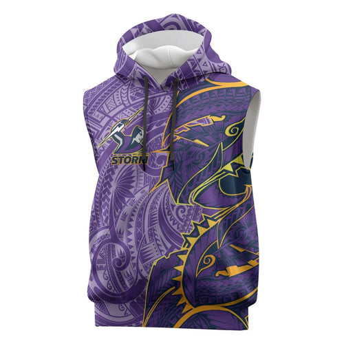 Melbourne Storm Sleeveless Hoodie Polynesian Tribal Tattoo Pacific Sport Art