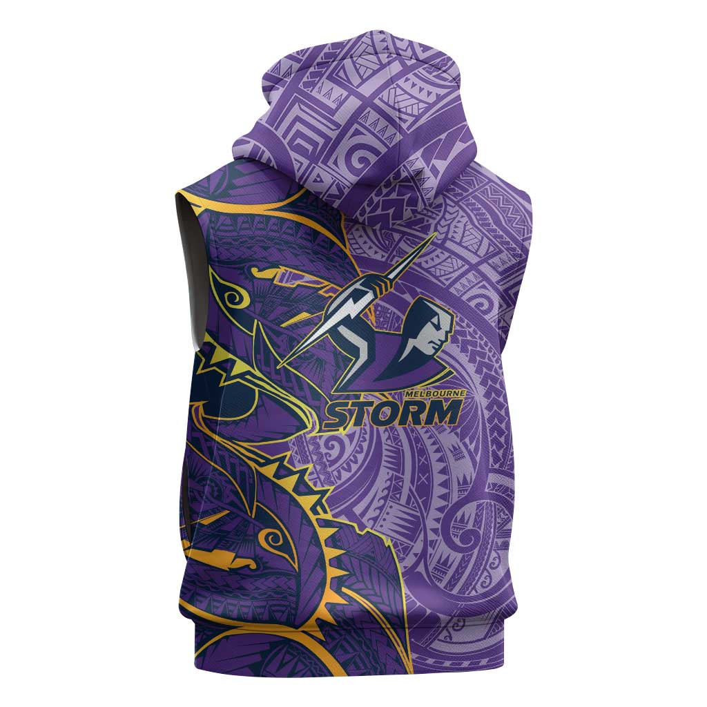 Melbourne Storm Sleeveless Hoodie Polynesian Tribal Tattoo Pacific Sport Art