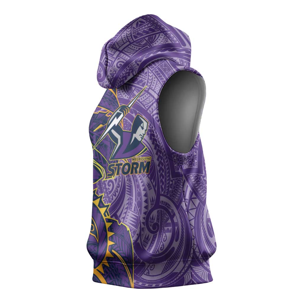 Melbourne Storm Sleeveless Hoodie Polynesian Tribal Tattoo Pacific Sport Art