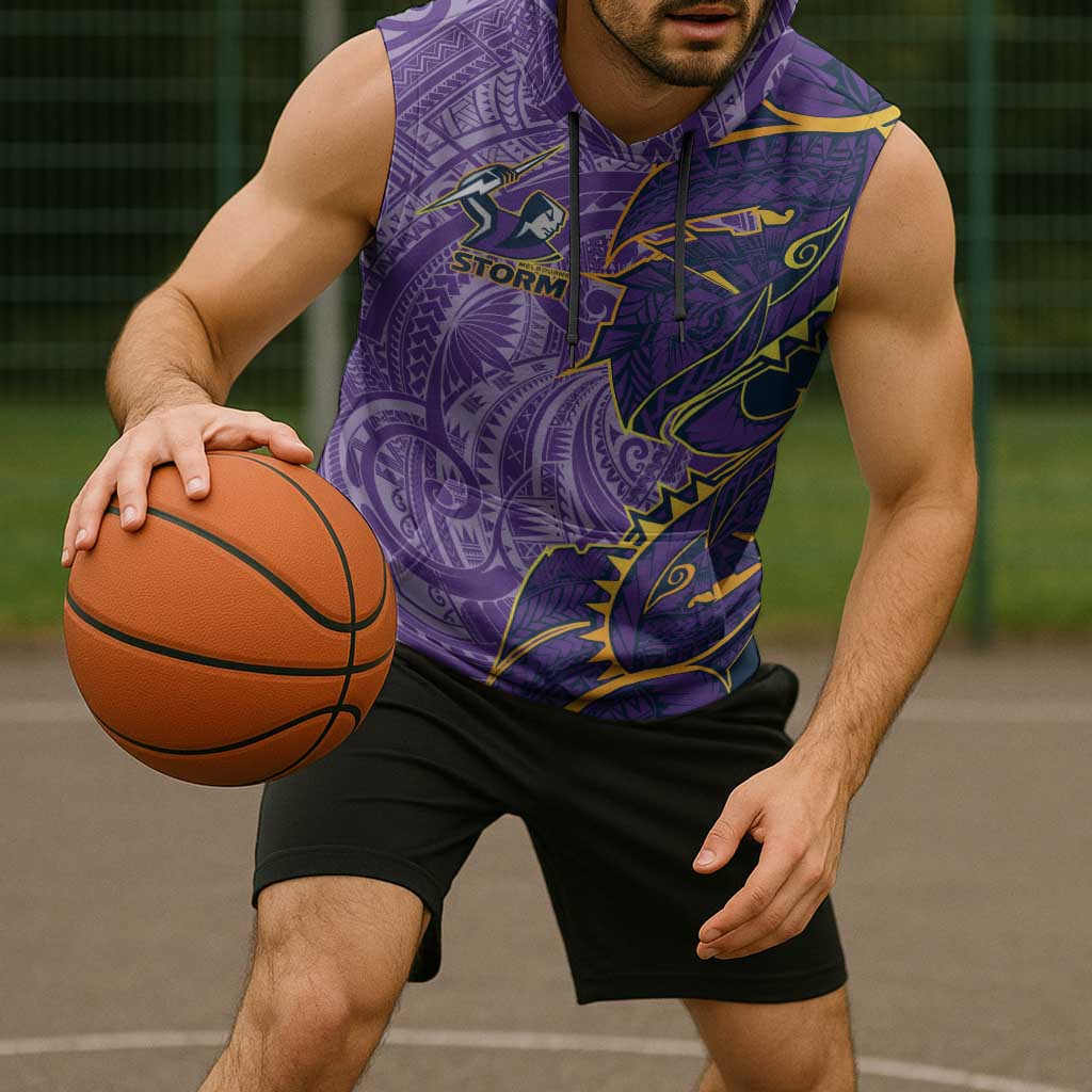 Melbourne Storm Sleeveless Hoodie Polynesian Tribal Tattoo Pacific Sport Art