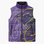 Melbourne Storm Sleeveless Puffer Jacket Polynesian Tribal Tattoo Pacific Sport Art