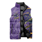 Melbourne Storm Sleeveless Puffer Jacket Polynesian Tribal Tattoo Pacific Sport Art