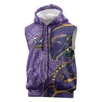 Melbourne Storm Sleeveless Zip Hoodie Polynesian Tribal Tattoo Pacific Sport Art