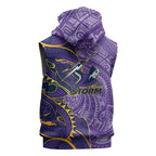 Melbourne Storm Sleeveless Zip Hoodie Polynesian Tribal Tattoo Pacific Sport Art