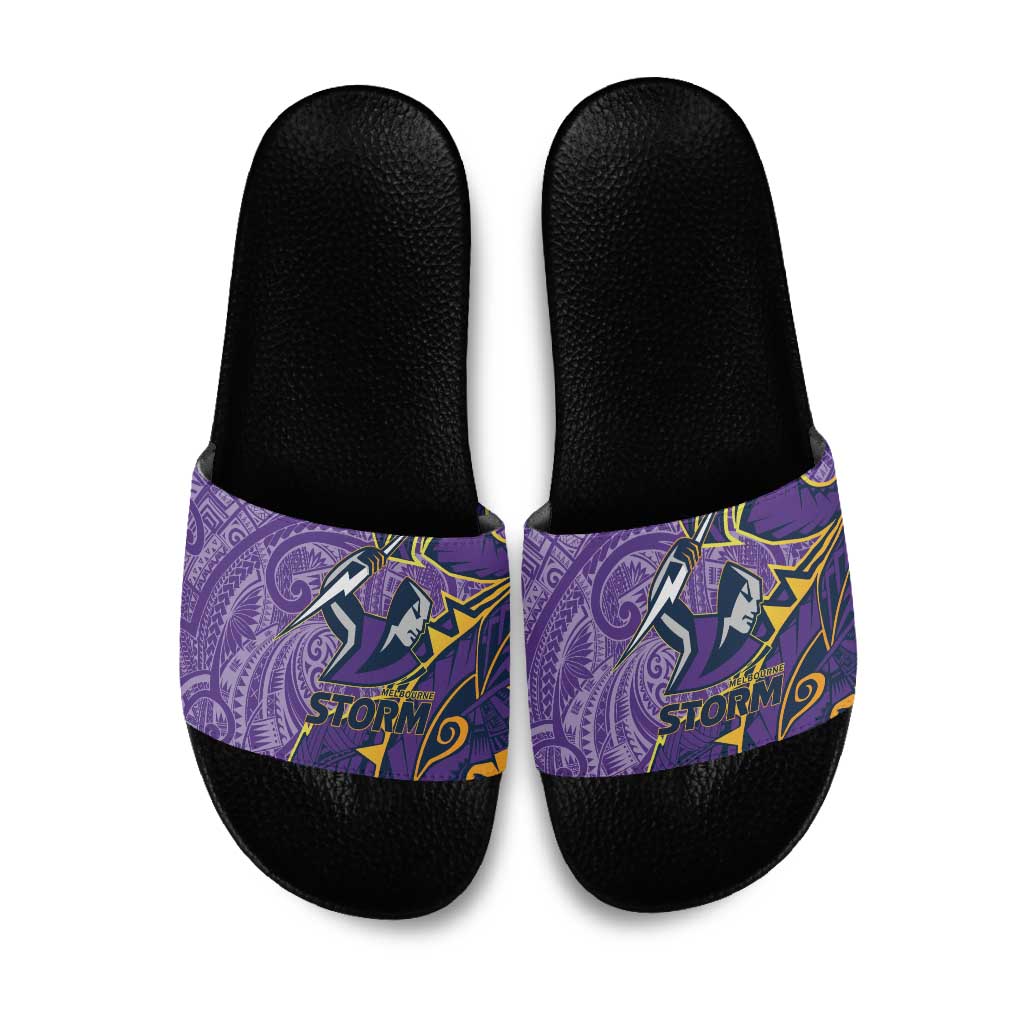 Melbourne Storm Slide Sandals Polynesian Tribal Tattoo Pacific Sport Art