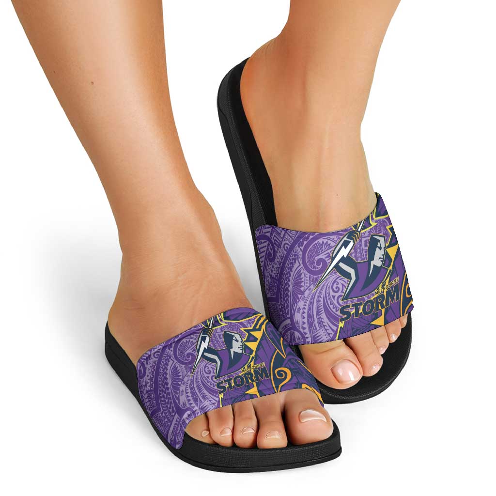 Melbourne Storm Slide Sandals Polynesian Tribal Tattoo Pacific Sport Art