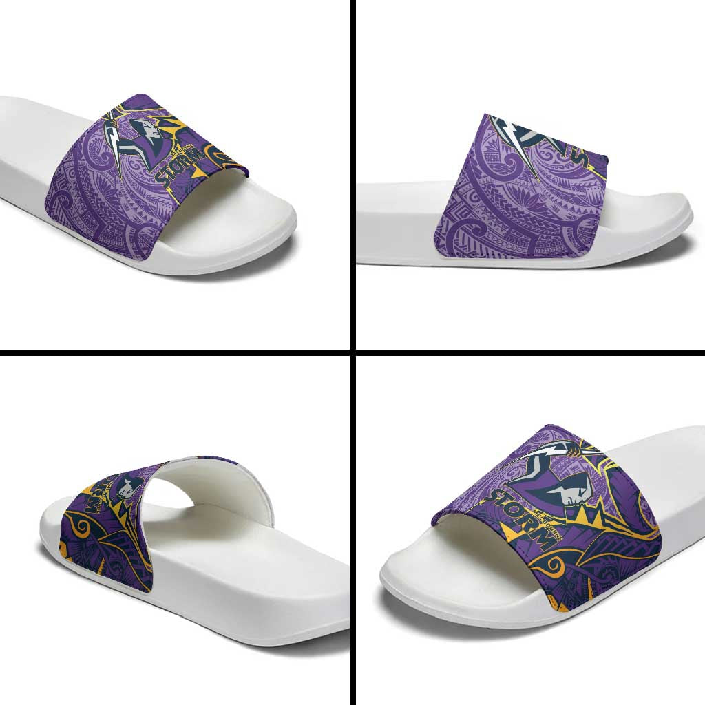 Melbourne Storm Slide Sandals Polynesian Tribal Tattoo Pacific Sport Art