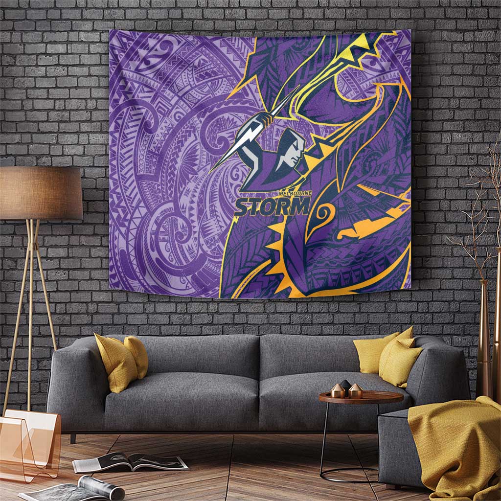 Melbourne Storm Tapestry Polynesian Tribal Tattoo Pacific Sport Art
