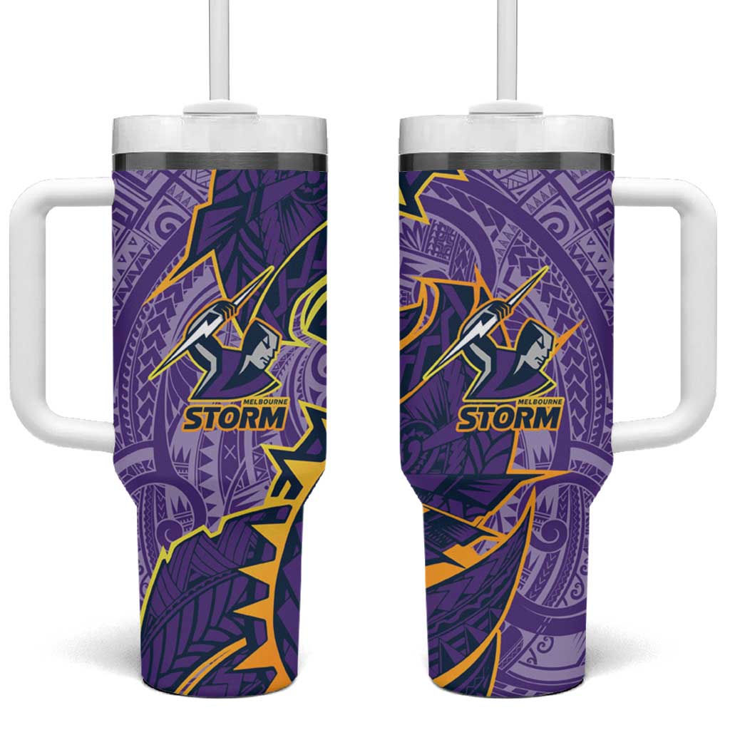 Melbourne Storm Tumbler With Handle Polynesian Tribal Tattoo Pacific Sport Art