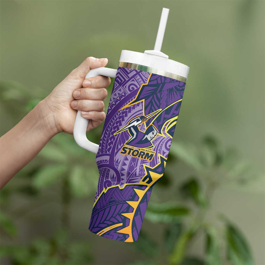 Melbourne Storm Tumbler With Handle Polynesian Tribal Tattoo Pacific Sport Art