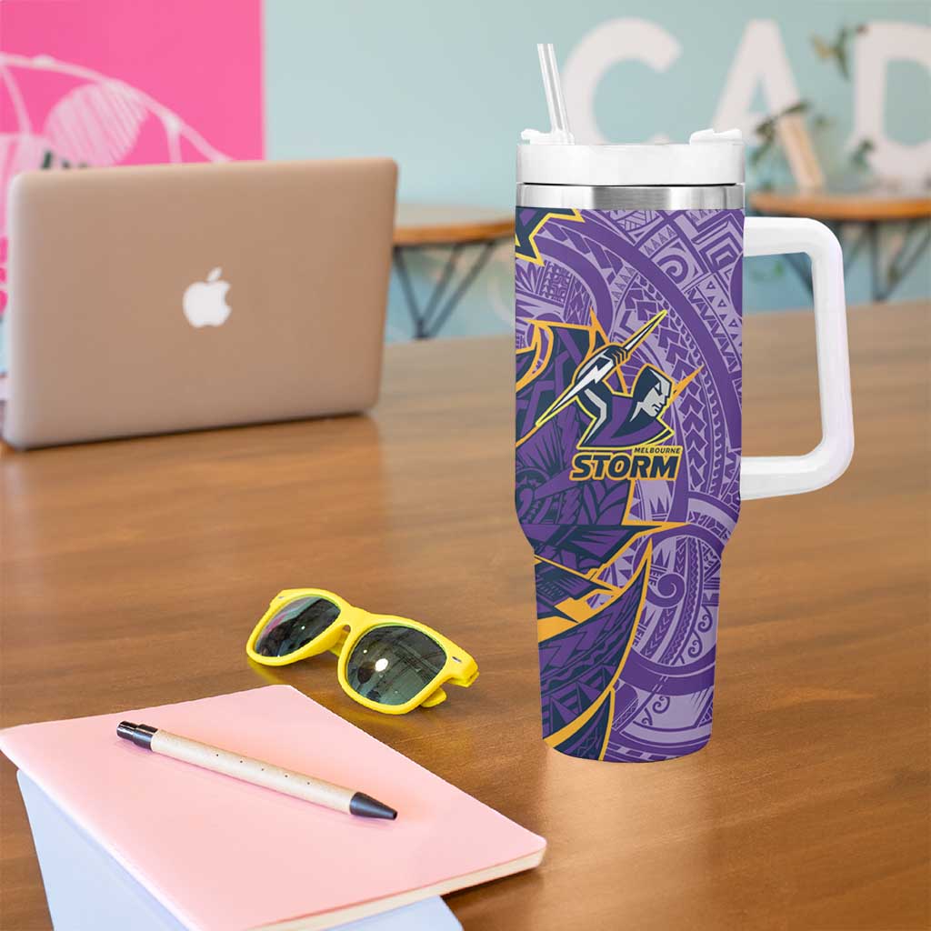 Melbourne Storm Tumbler With Handle Polynesian Tribal Tattoo Pacific Sport Art