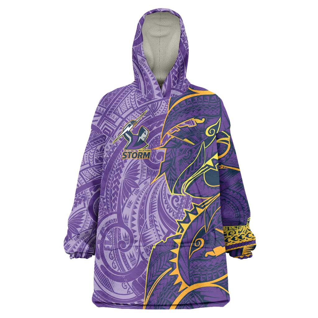 Melbourne Storm Wearable Blanket Hoodie Polynesian Tribal Tattoo Pacific Sport Art
