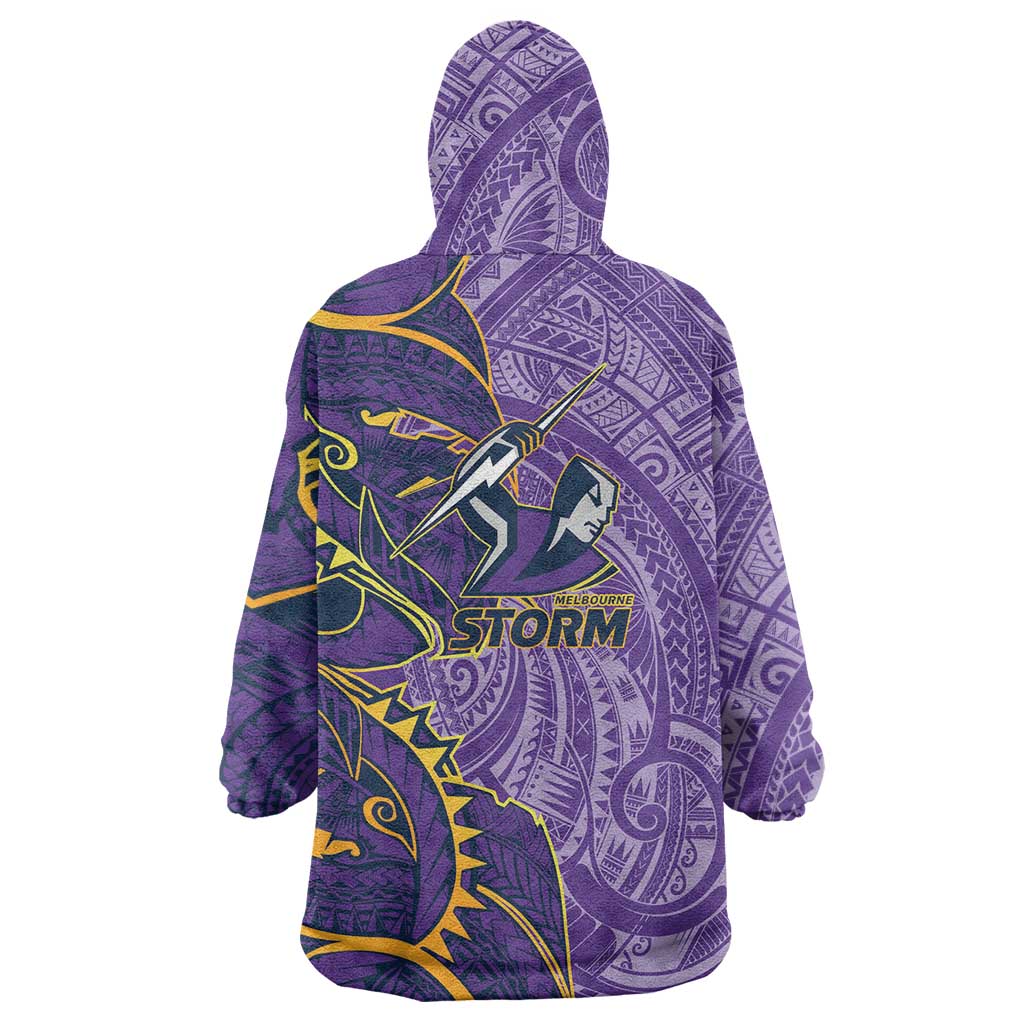 Melbourne Storm Wearable Blanket Hoodie Polynesian Tribal Tattoo Pacific Sport Art