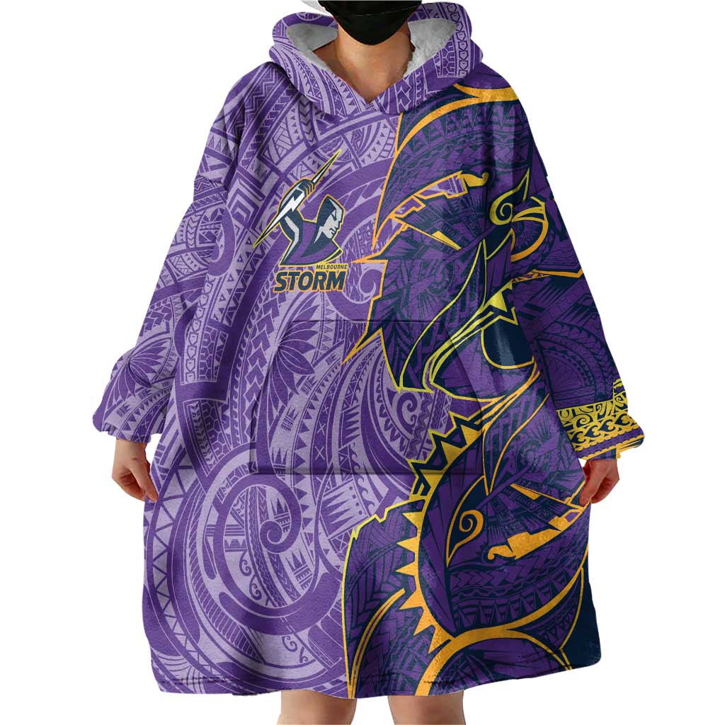 Melbourne Storm Wearable Blanket Hoodie Polynesian Tribal Tattoo Pacific Sport Art