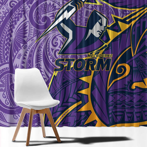 Melbourne Storm Window Curtain Polynesian Tribal Tattoo Pacific Sport Art