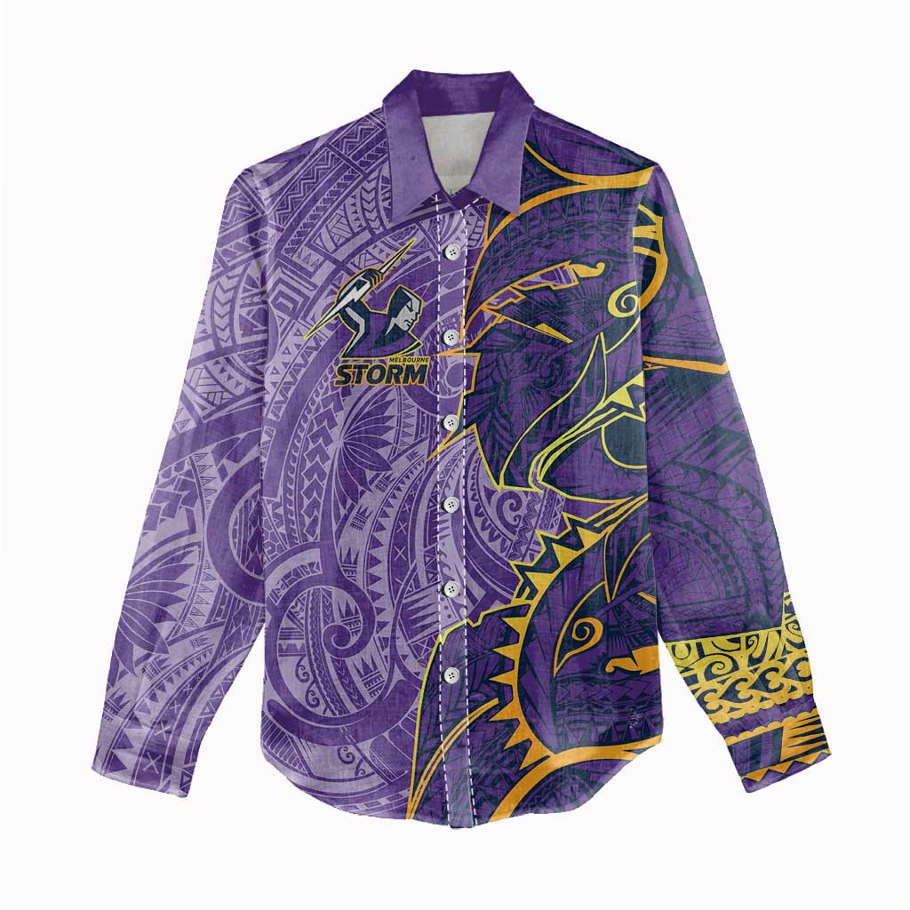 Melbourne Storm Women Casual Shirt Polynesian Tribal Tattoo Pacific Sport Art