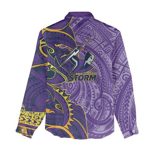 Melbourne Storm Women Casual Shirt Polynesian Tribal Tattoo Pacific Sport Art