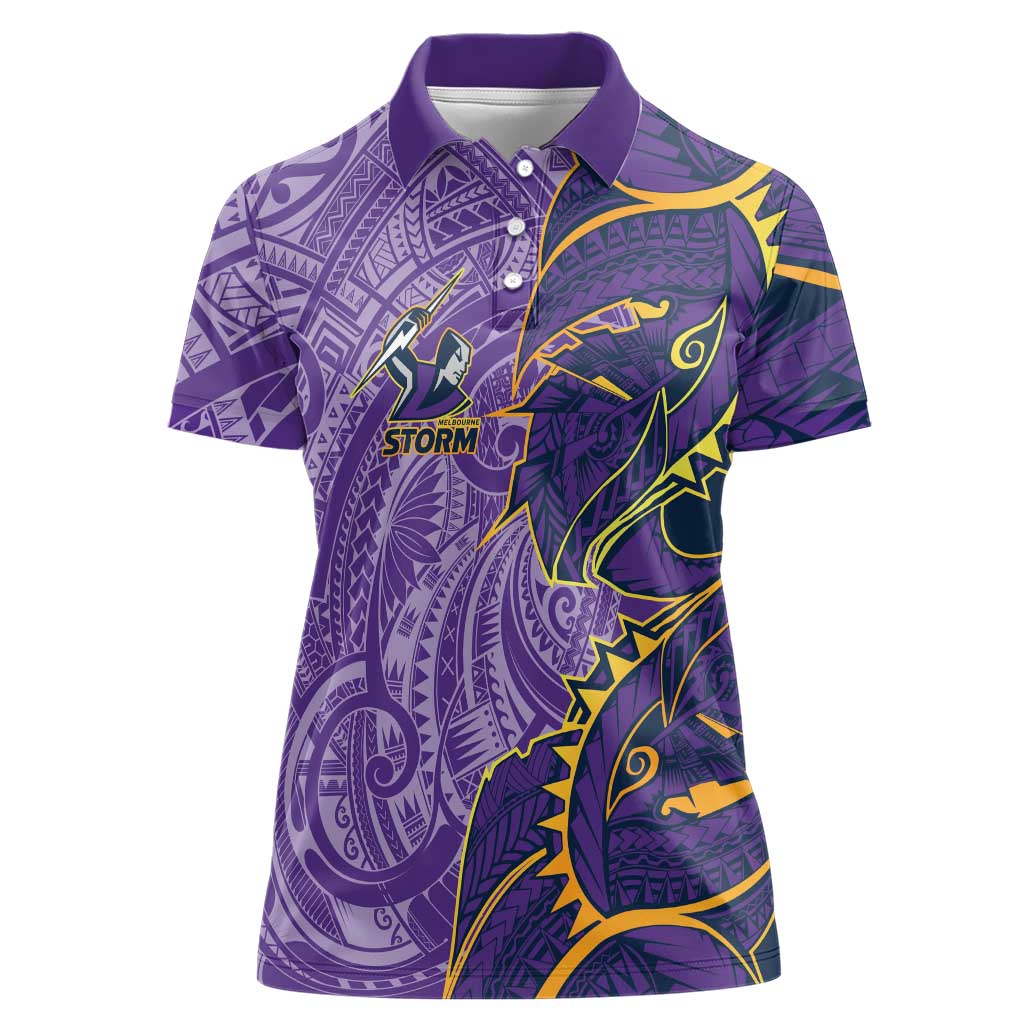 Melbourne Storm Women Polo Shirt Polynesian Tribal Tattoo Pacific Sport Art
