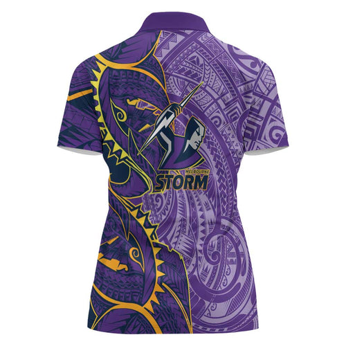 Melbourne Storm Women Polo Shirt Polynesian Tribal Tattoo Pacific Sport Art