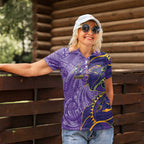 Melbourne Storm Women Polo Shirt Polynesian Tribal Tattoo Pacific Sport Art
