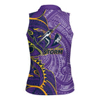 Melbourne Storm Women Sleeveless Polo Shirt Polynesian Tribal Tattoo Pacific Sport Art