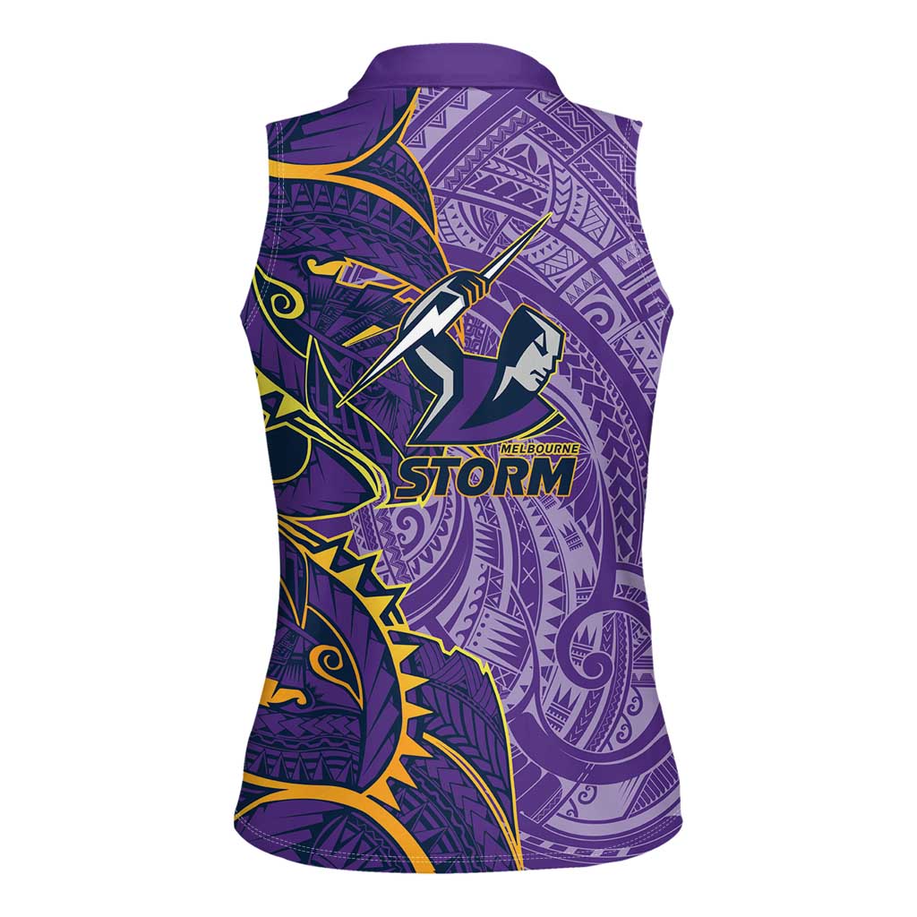 Melbourne Storm Women Sleeveless Polo Shirt Polynesian Tribal Tattoo Pacific Sport Art