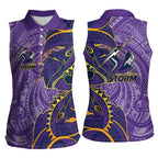 Melbourne Storm Women Sleeveless Polo Shirt Polynesian Tribal Tattoo Pacific Sport Art